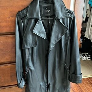 faux leather trench coat